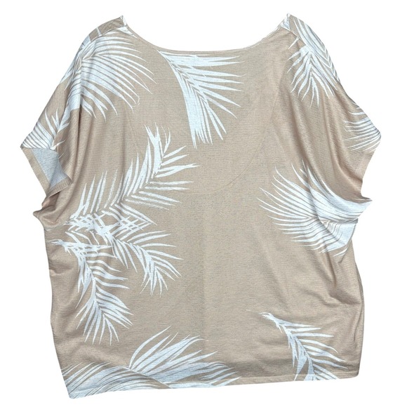 Chicos Palm Leaf VNeck Dolman Sleeve Top Tunic Beige Size XL Resort Tropical - Picture 4 of 9